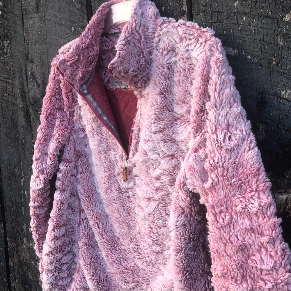 Simply Southern Sherpa Half Zip Pullover Pink Size Small